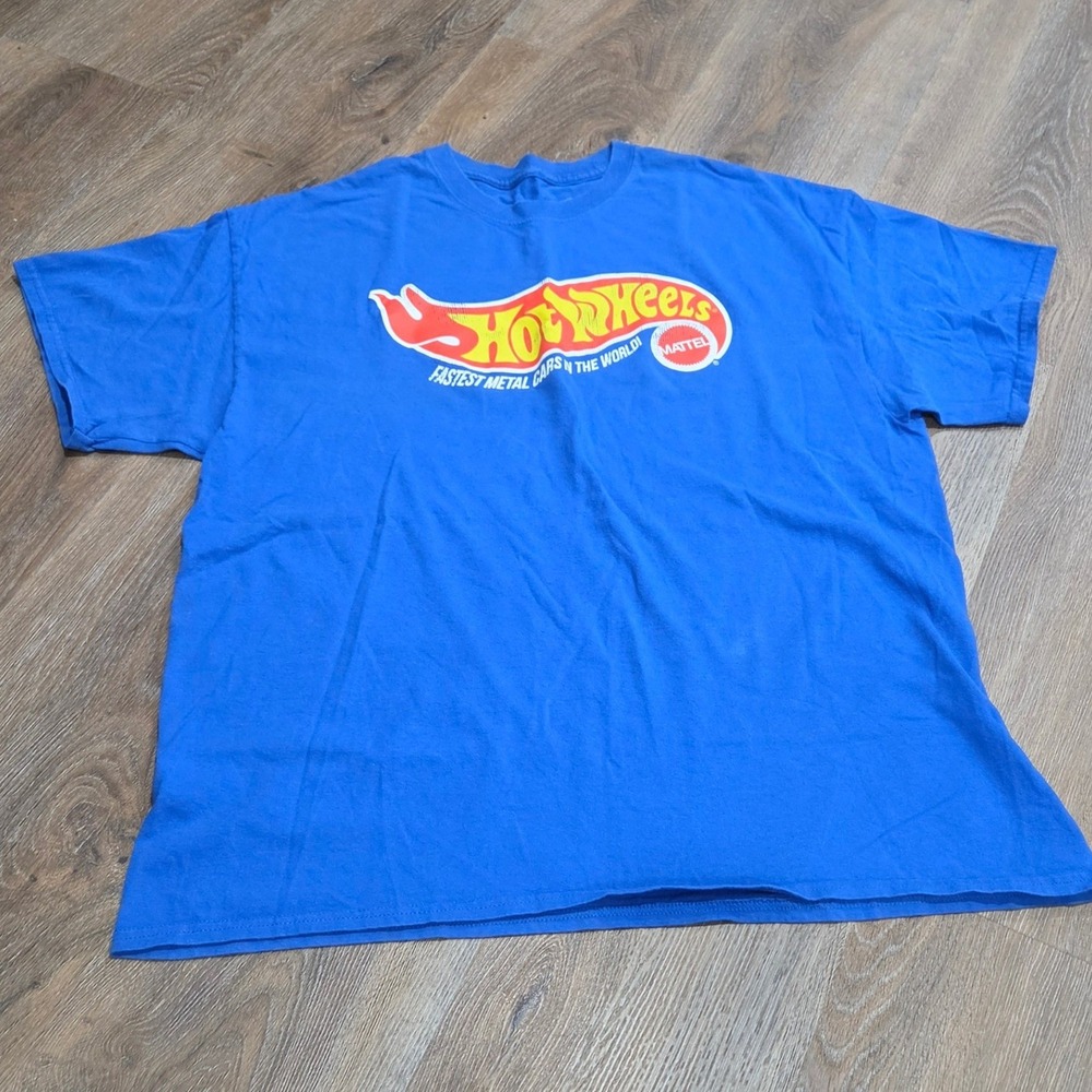 Hot Wheels Graphic T-Shirt Mens XL Blue Mattel Fastest Metal Cars Short Sleeve
